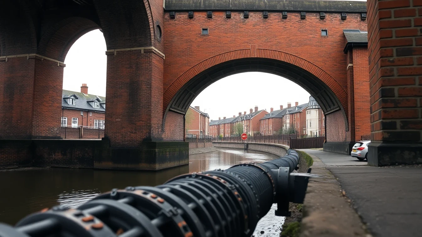 Stockport Viaduct Victorian brick arches over the River Mersey